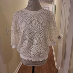Voy romantic bohemian White Lace Crochet Top